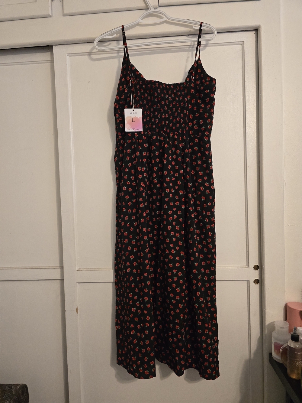 Amazon Black Slip Maxi Dress with Red Rose Print - Picture 2 of 3